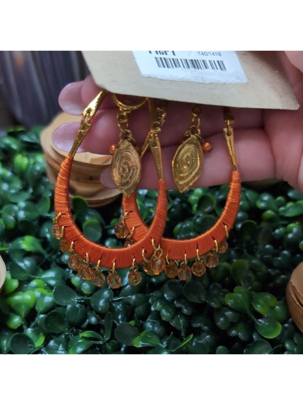 Pier 1 Orange Wrapped Teardrop Earrings - Picture 5 of 8